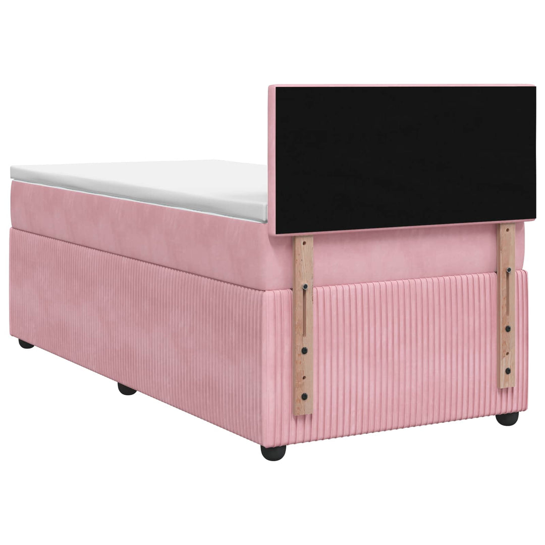 Boxmadras med topmadras Lyserød 100 x 200 cm Fløjl