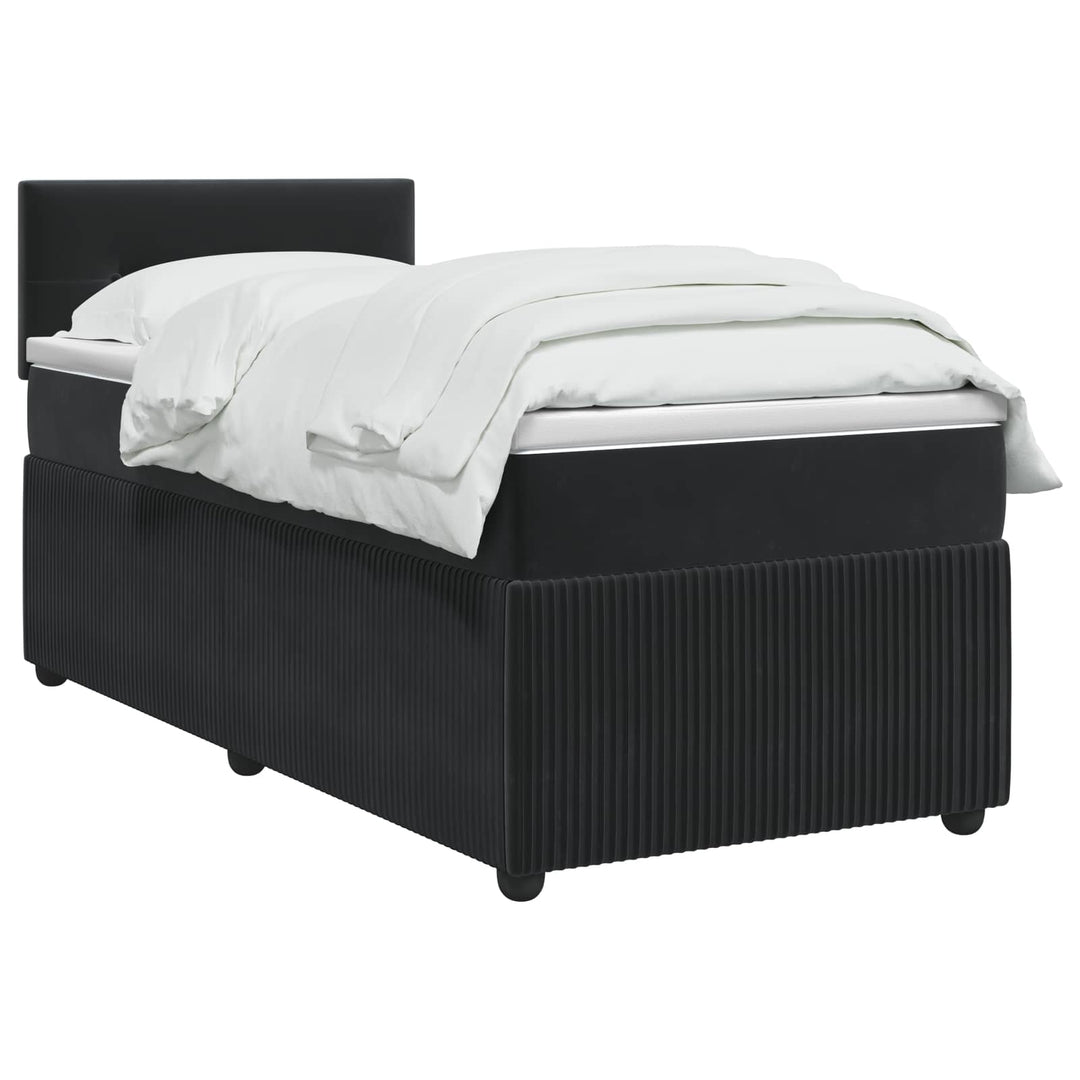 Boxmadras med topmadras med hovedgærde Sort 100 x 200 cm Fløjl