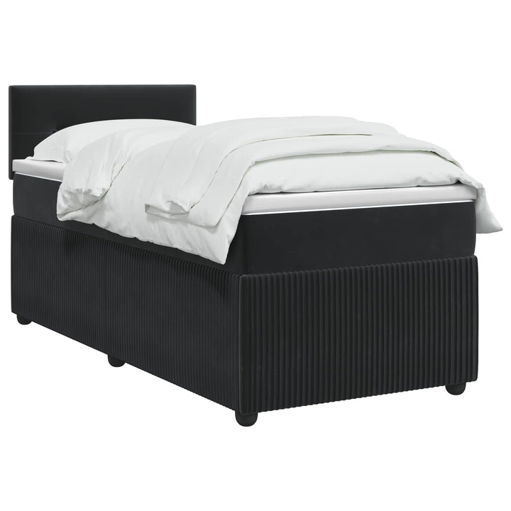 Boxmadras med topmadras med hovedgærde Sort 100 x 200 cm Fløjl