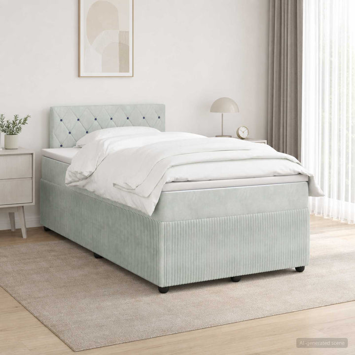 Boxmadras med topmadras Lysegrå 120 x 190 cm Fløjl