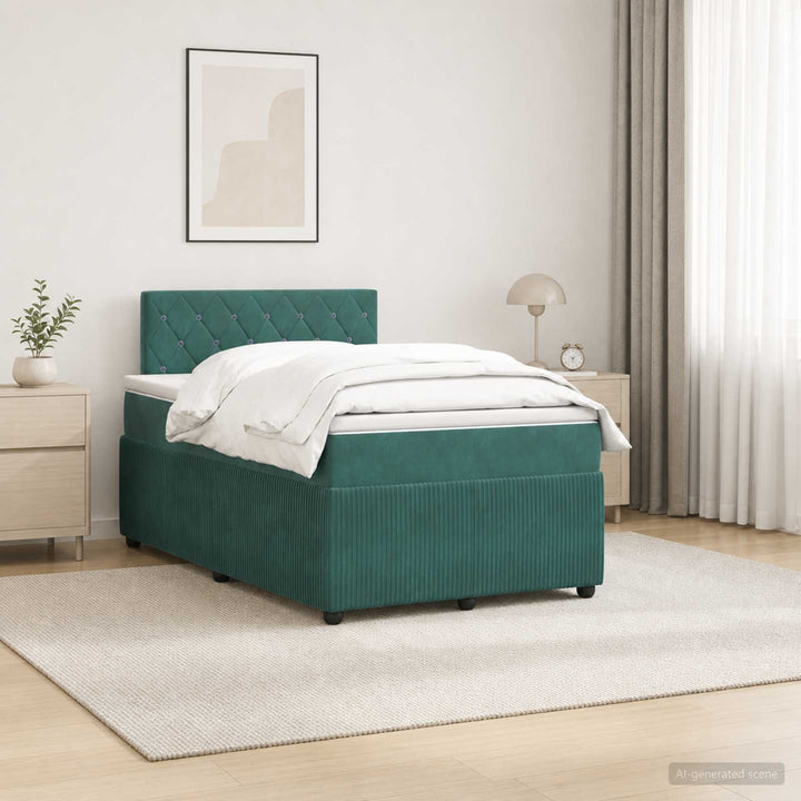 Boxmadras med topmadras Mørkegrøn 120 x 190 cm Fløjl
