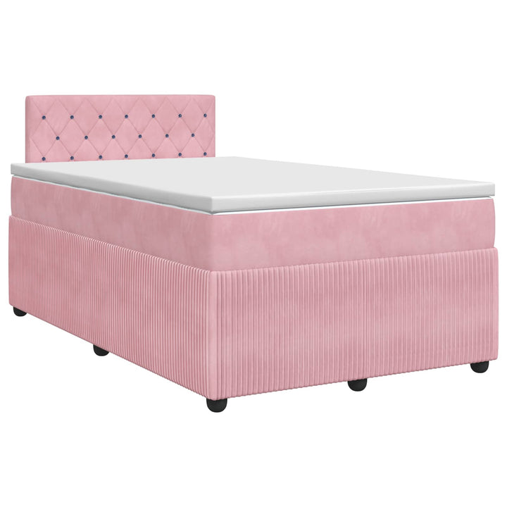 Boxmadras med topmadras Lyserød 120 x 190 cm Fløjl