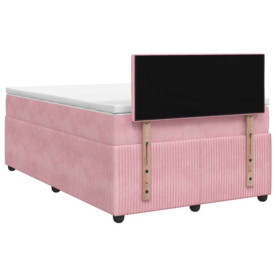 Boxmadras med topmadras Lyserød 120 x 190 cm Fløjl