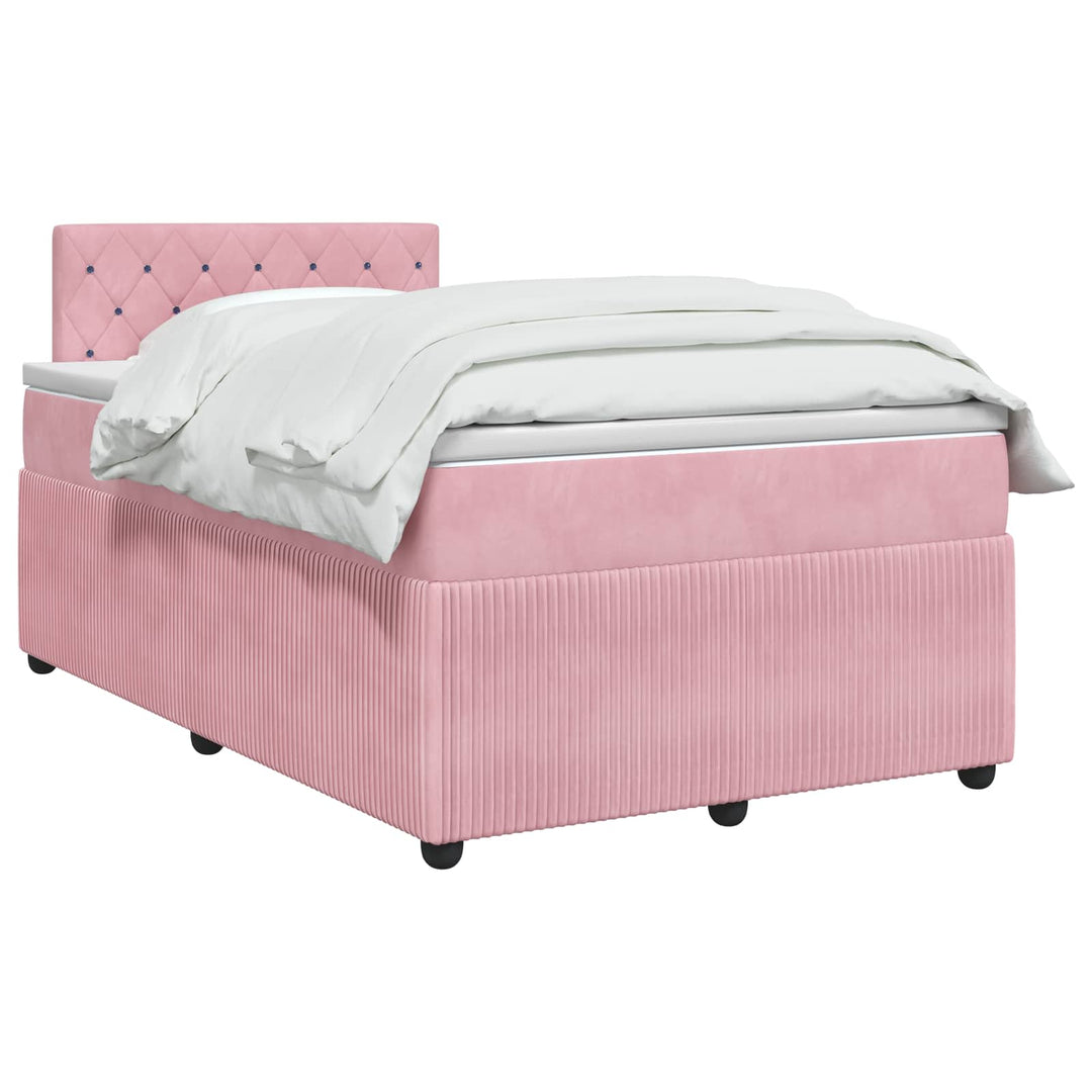 Boxmadras med topmadras Lyserød 120 x 190 cm Fløjl