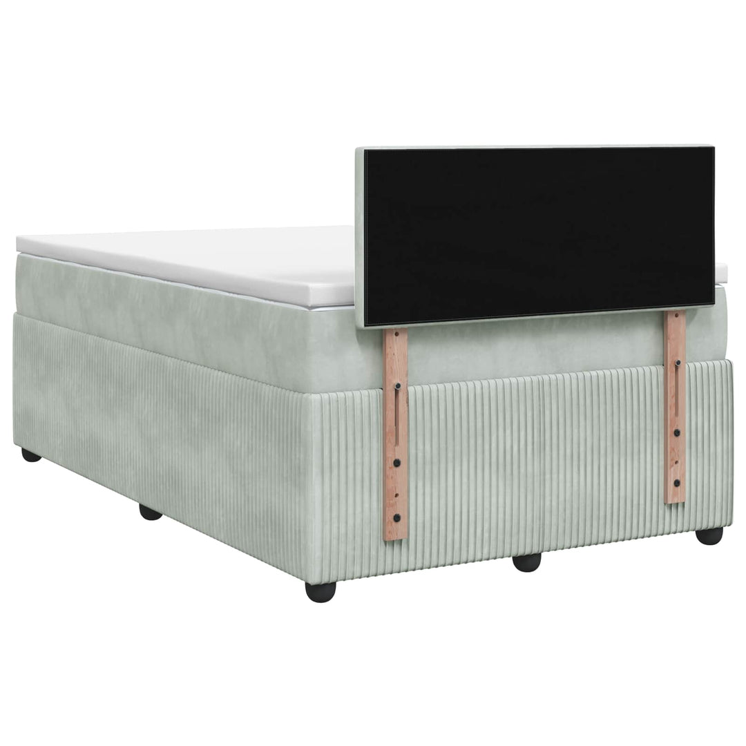 Boxmadras med topmadras Lysegrå 120 x 190 cm Fløjl