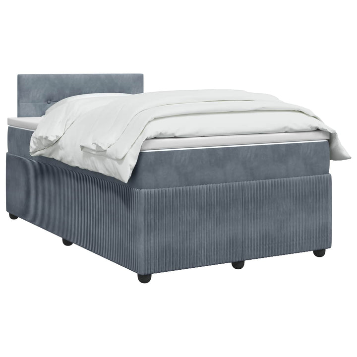 Boxmadras med topmadras Mørkegrå 120 x 190 cm Fløjl