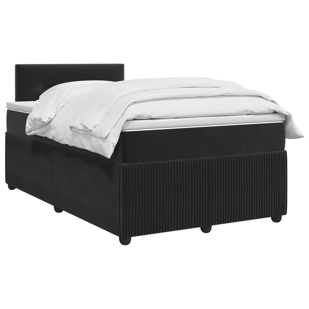 Boxmadras med topmadras med hovedgærde Sort 120 x 190 cm Fløjl