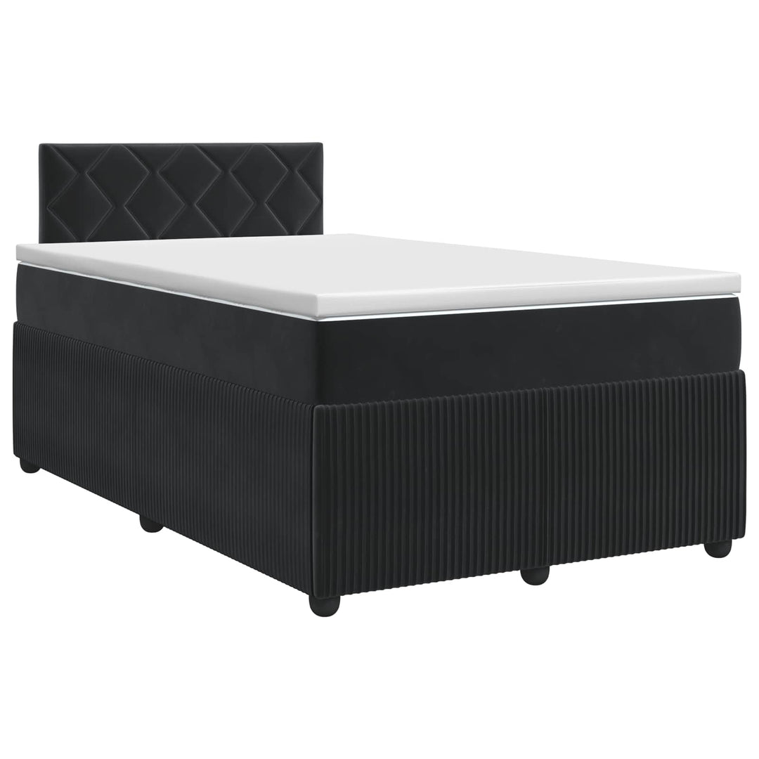 Boxmadras med topmadras med hovedgærde Sort 120 x 190 cm Fløjl