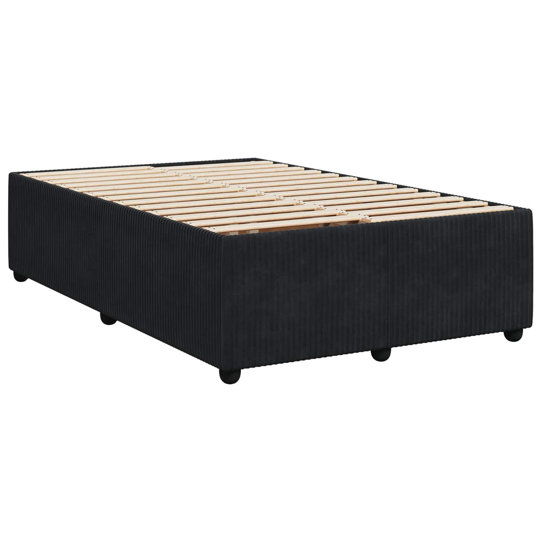 Boxmadras med topmadras med hovedgærde Sort 120 x 200 cm Fløjl