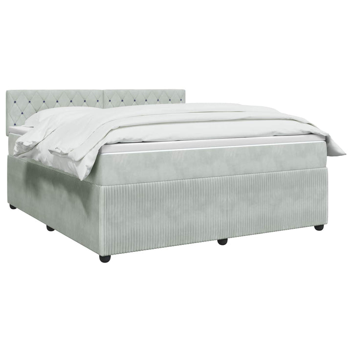 Boxmadras med topmadras Lysegrå 140 x 190 cm Fløjl