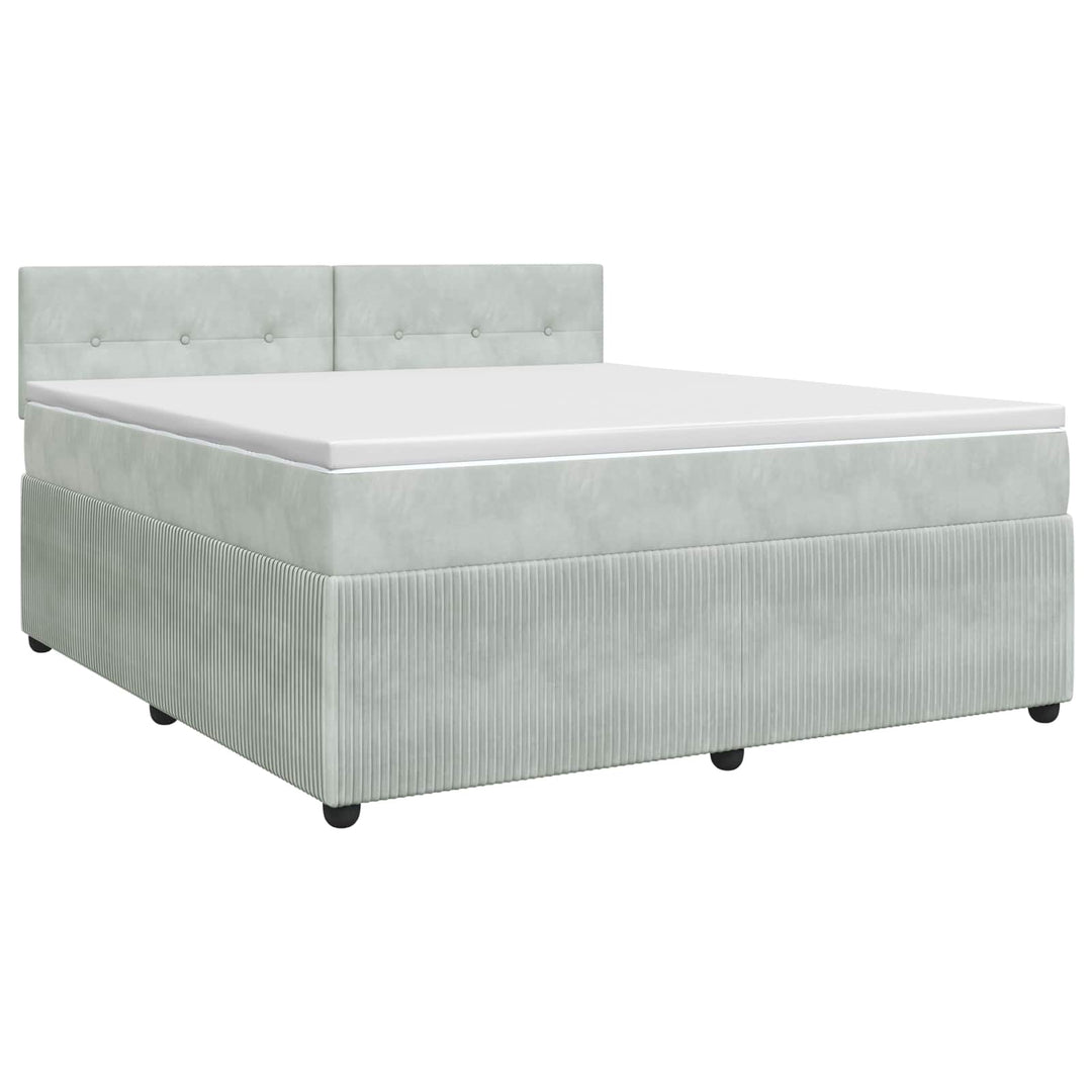 Boxmadras med topmadras Lysegrå 140 x 190 cm Fløjl
