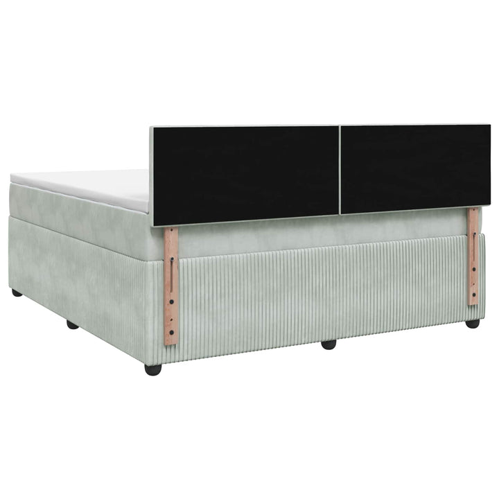 Boxmadras med topmadras Lysegrå 140 x 190 cm Fløjl