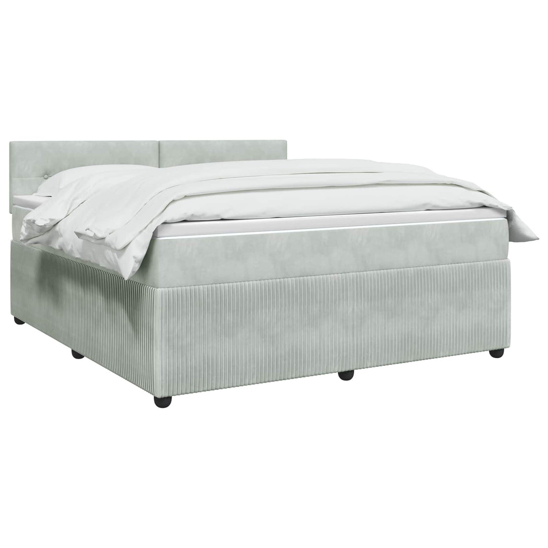 Boxmadras med topmadras Lysegrå 140 x 190 cm Fløjl