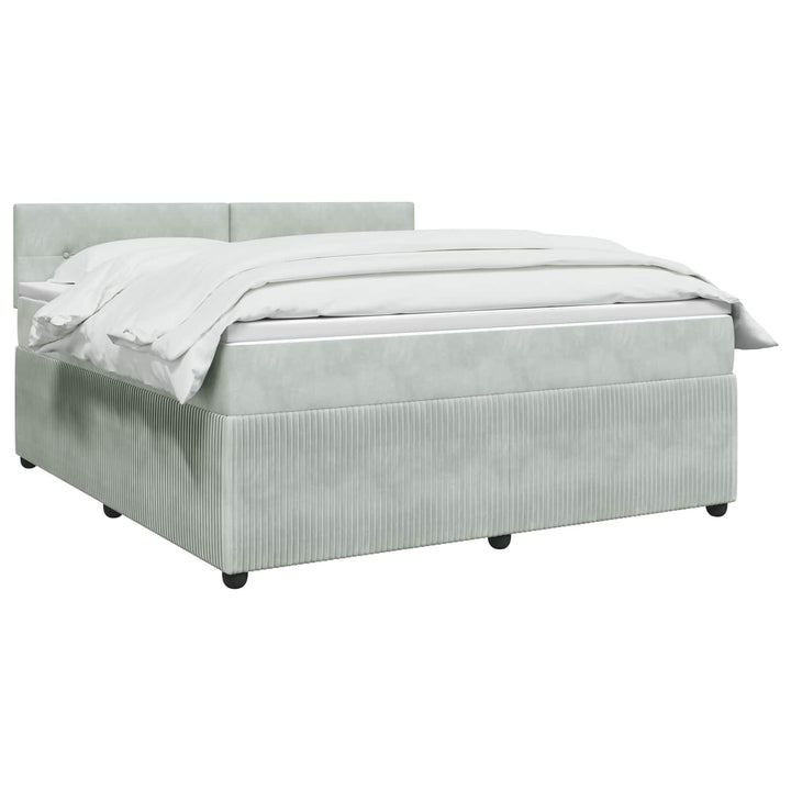 Boxmadras med topmadras Lysegrå 140 x 190 cm Fløjl