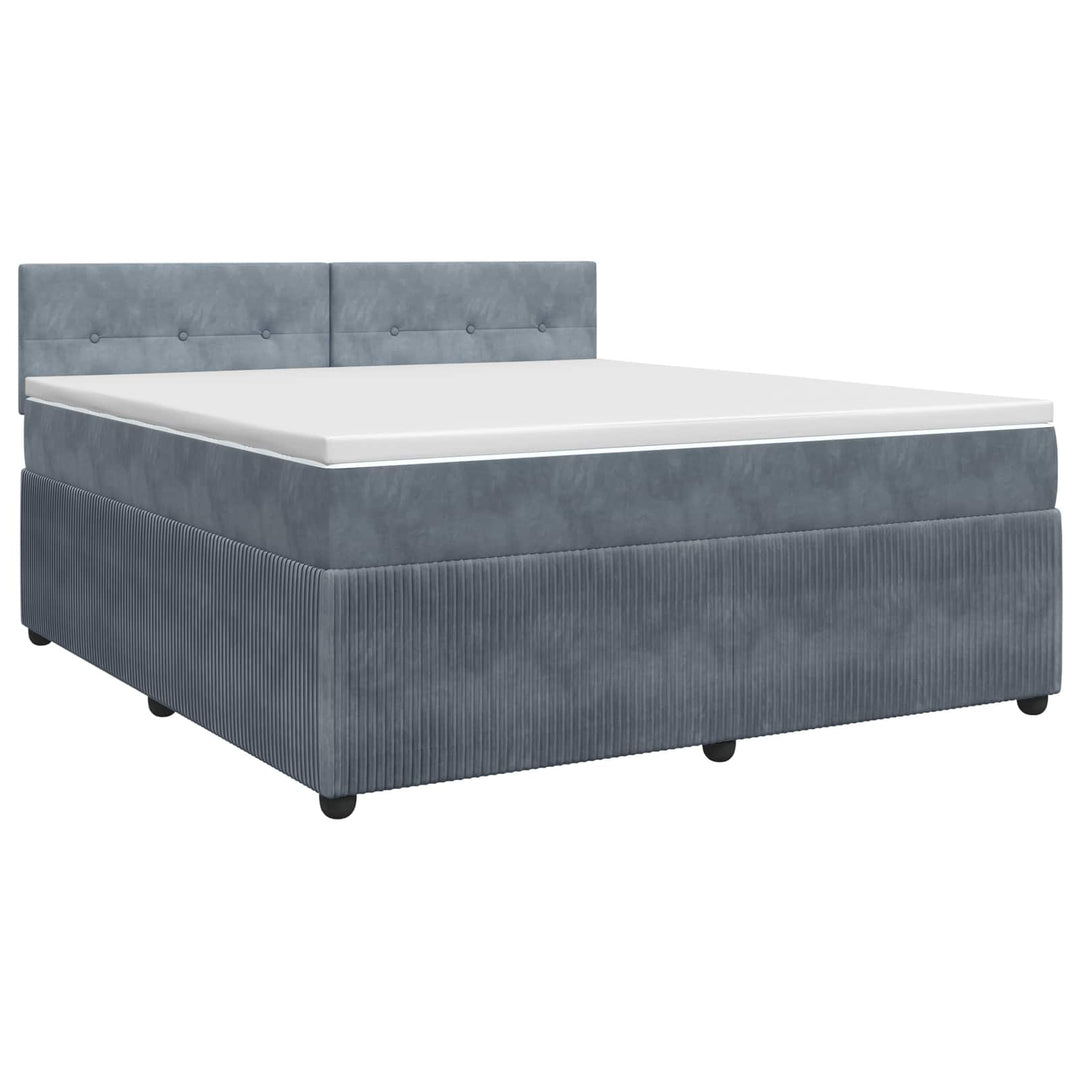 Boxmadras med topmadras Mørkegrå 140 x 190 cm Fløjl