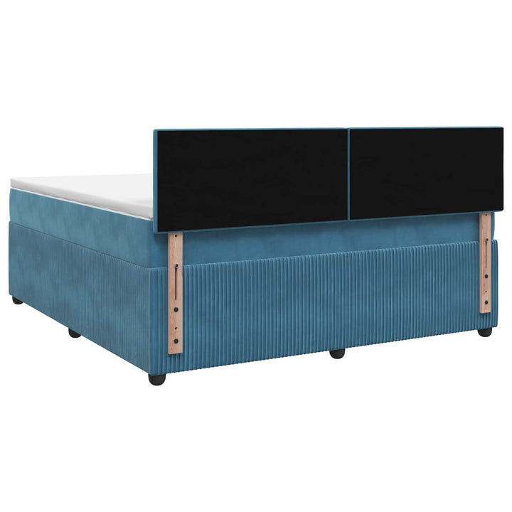 Boxmadras med topmadras Mørk blå 140 x 190 cm Fløjl