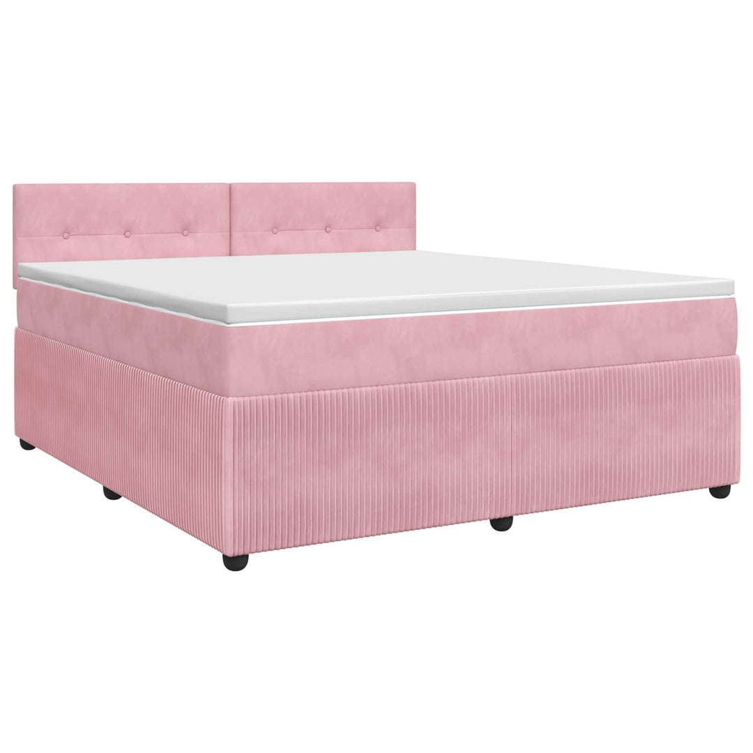 Boxmadras med topmadras Lyserød 140 x 190 cm Fløjl