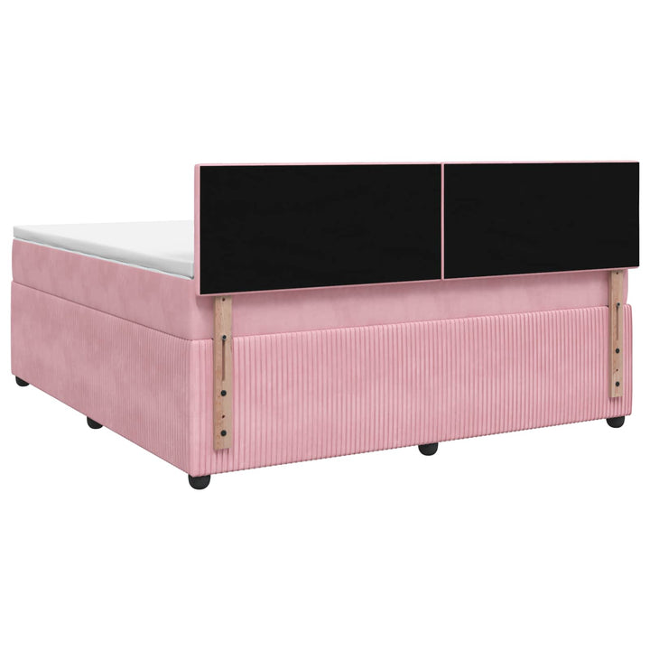 Boxmadras med topmadras Lyserød 140 x 190 cm Fløjl