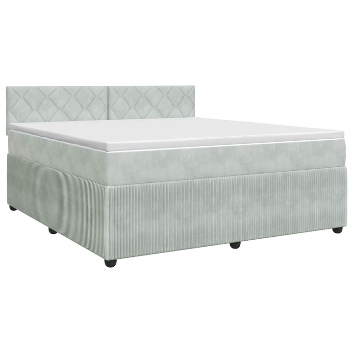 Boxmadras med topmadras Lysegrå 140 x 190 cm Fløjl
