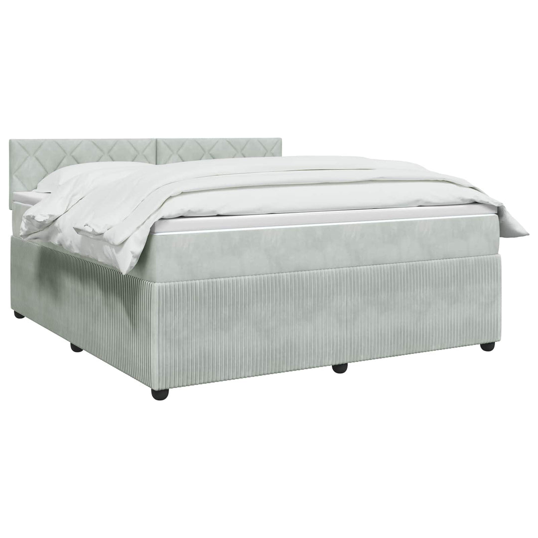 Boxmadras med topmadras Lysegrå 140 x 190 cm Fløjl