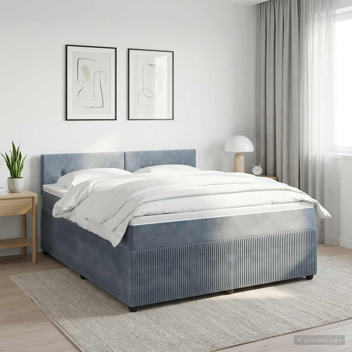 Boxmadras med topmadras Mørkegrå 180 x 200 cm Fløjl