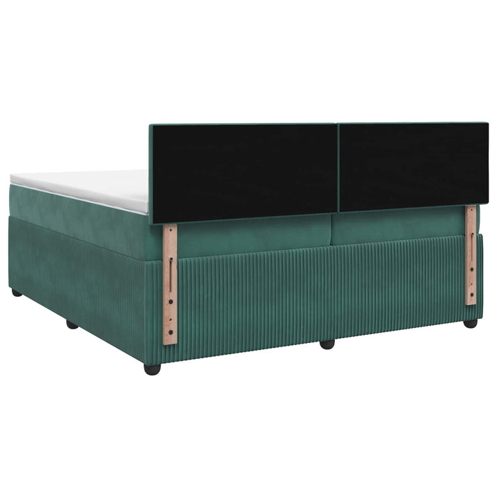 Boxmadras med topmadras Mørkegrøn 200 x 200 cm Fløjl