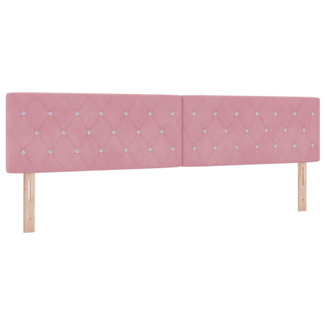 Boxmadras med topmadras Lyserød 200 x 200 cm Fløjl