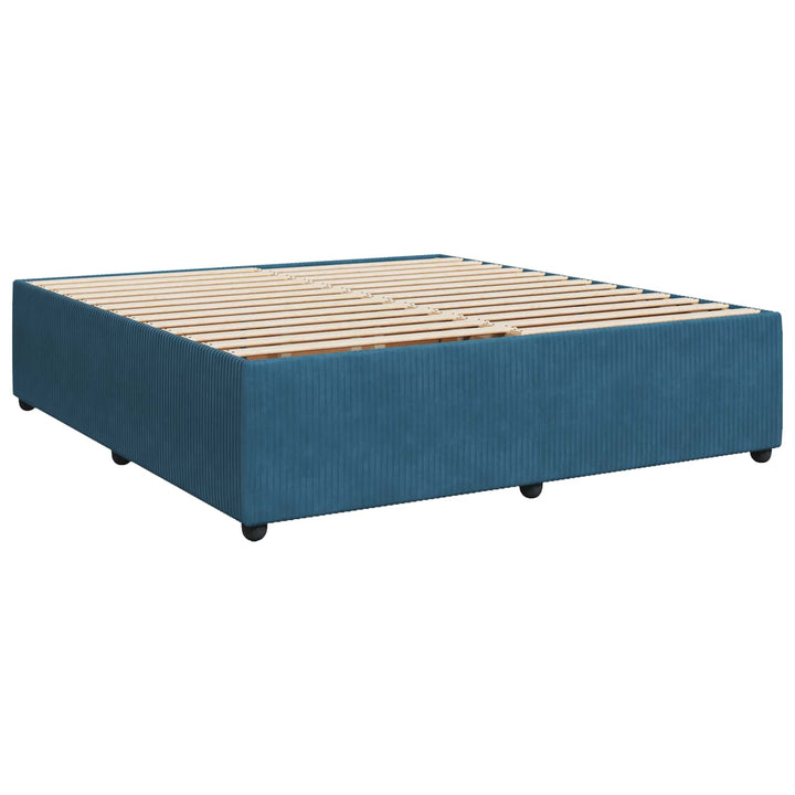 Boxmadras med topmadras Mørk blå 200 x 200 cm Fløjl