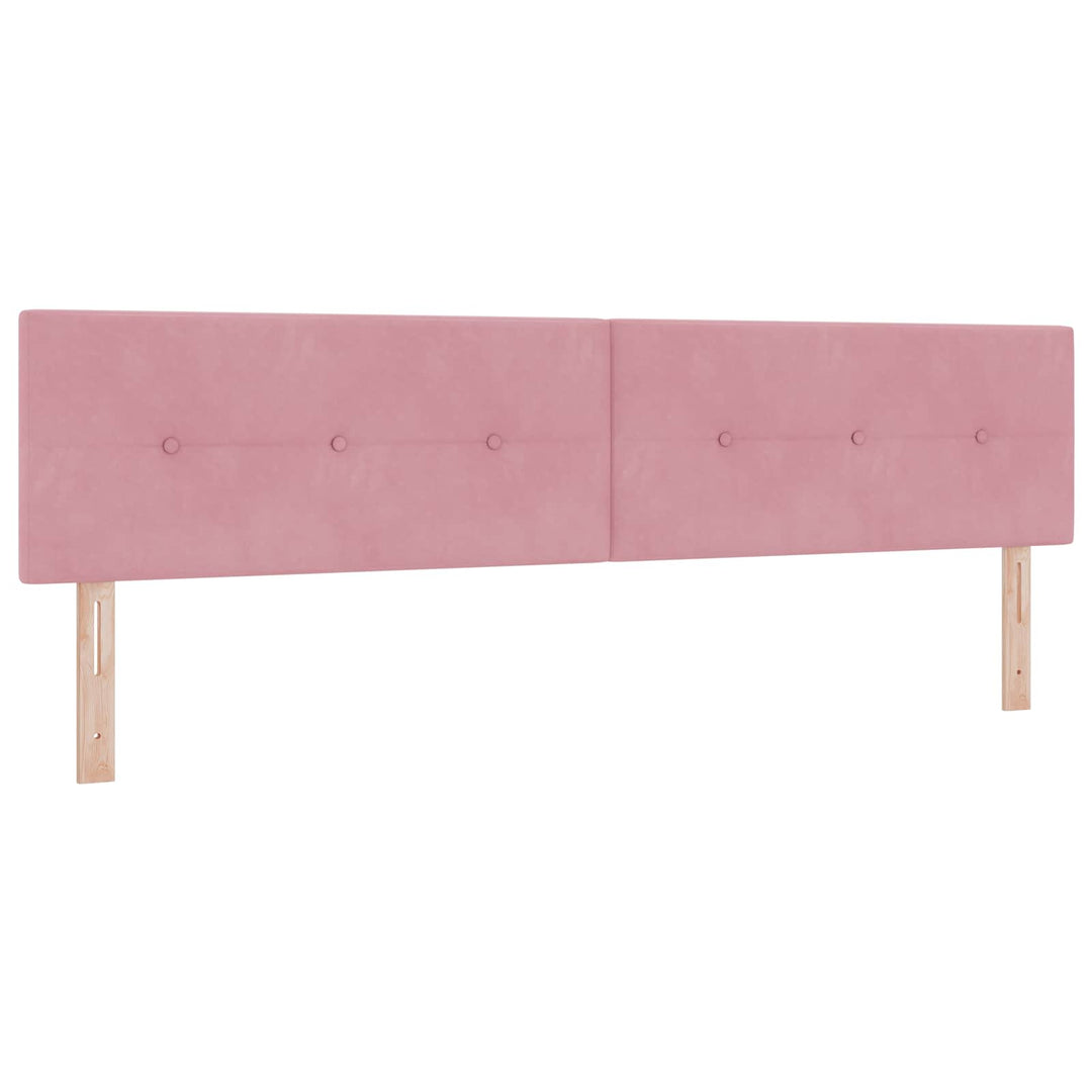 Boxmadras med topmadras Lyserød 200 x 200 cm Fløjl
