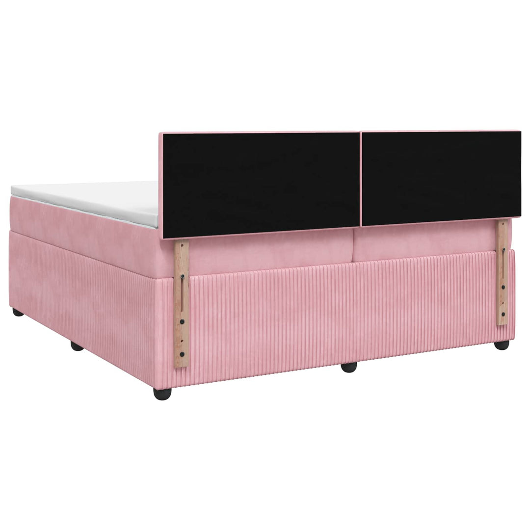 Boxmadras med topmadras Lyserød 200 x 200 cm Fløjl