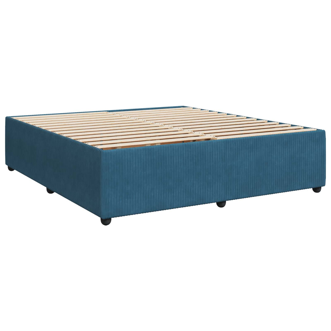 Boxmadras med topmadras Mørk blå 200 x 200 cm Fløjl