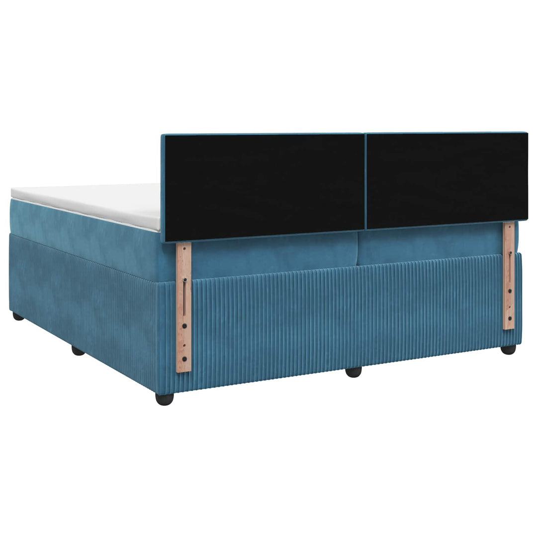 Boxmadras med topmadras Mørk blå 200 x 200 cm Fløjl