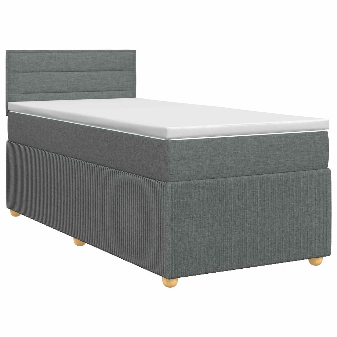 Boxmadras med topmadras Mørkegrå 90 x 190 cm Stof