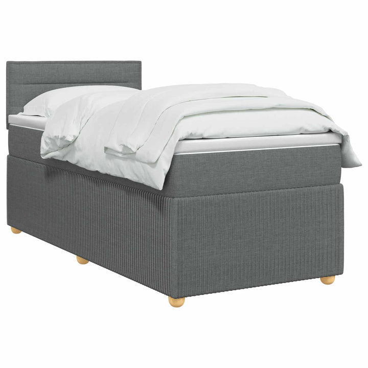 Boxmadras med topmadras Mørkegrå 90 x 190 cm Stof