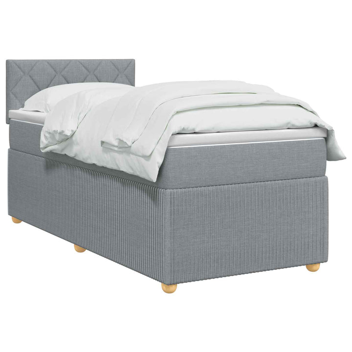 Boxmadras med topmadras med hovedgærde Lysegrå 90 x 190 cm Stof
