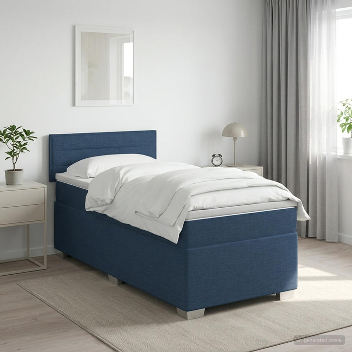 Box Spring Seng med Madras og LED Mørk Brun 80 x 200 cm Stof