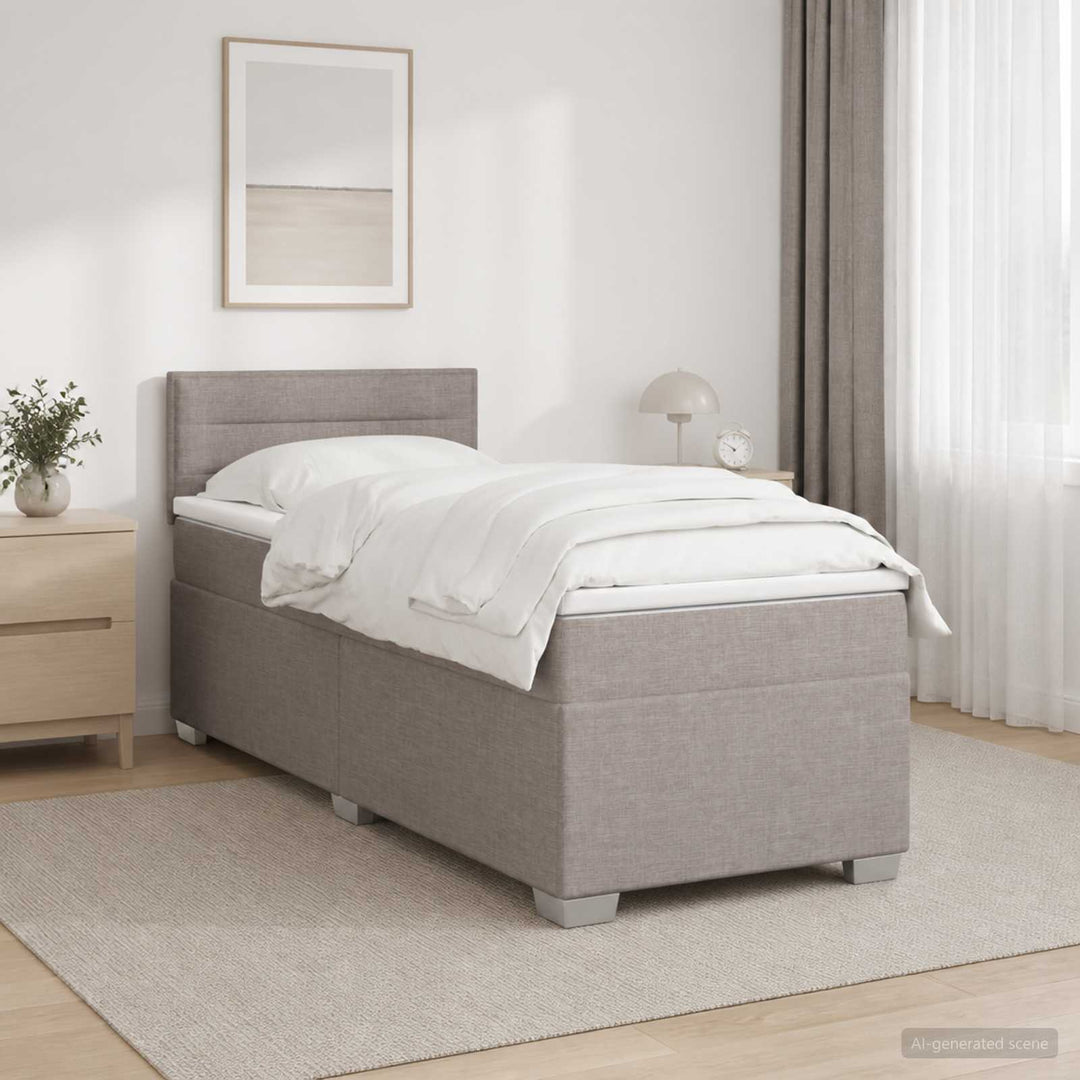 Box Spring Seng med Madras og LED Gråbrun 80 x 200 cm Stof