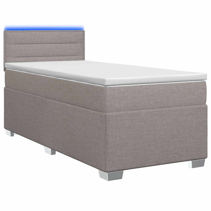 Box Spring Seng med Madras og LED Gråbrun 80 x 200 cm Stof
