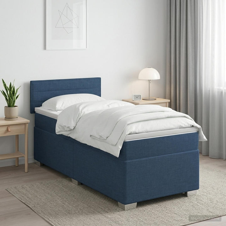 Box Spring Seng med Madras og LED Cremefarvet 80 x 200 cm Stof