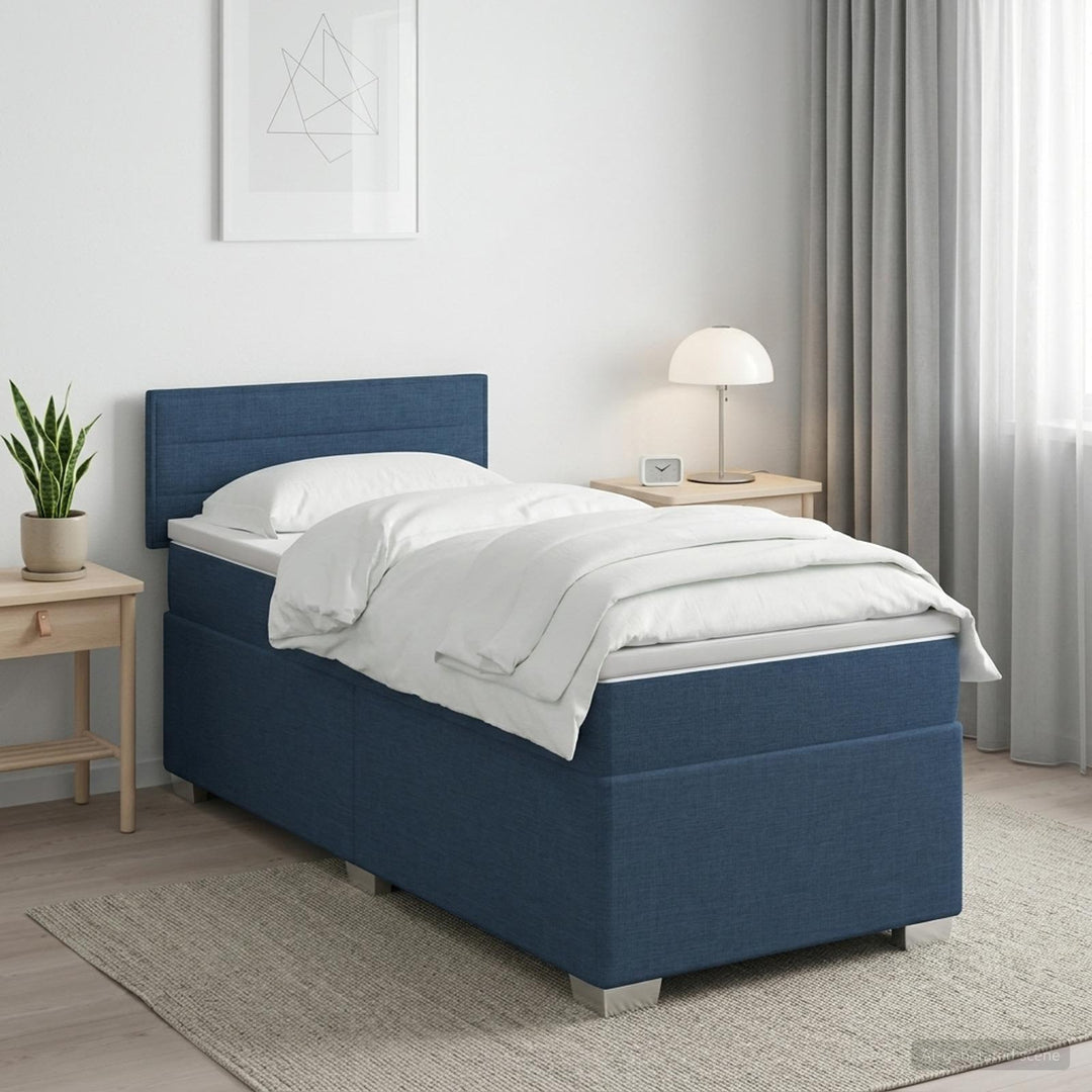 Box Spring Seng med Madras og LED Cremefarvet 80 x 200 cm Stof