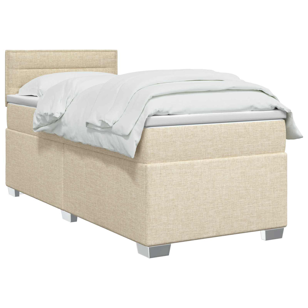 Box Spring Seng med Madras og LED Cremefarvet 80 x 200 cm Stof