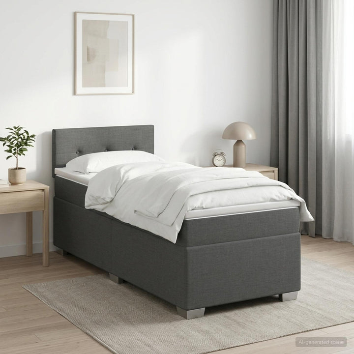 Box Spring Seng med Madras og LED Mørkegrå 80 x 200 cm Stof