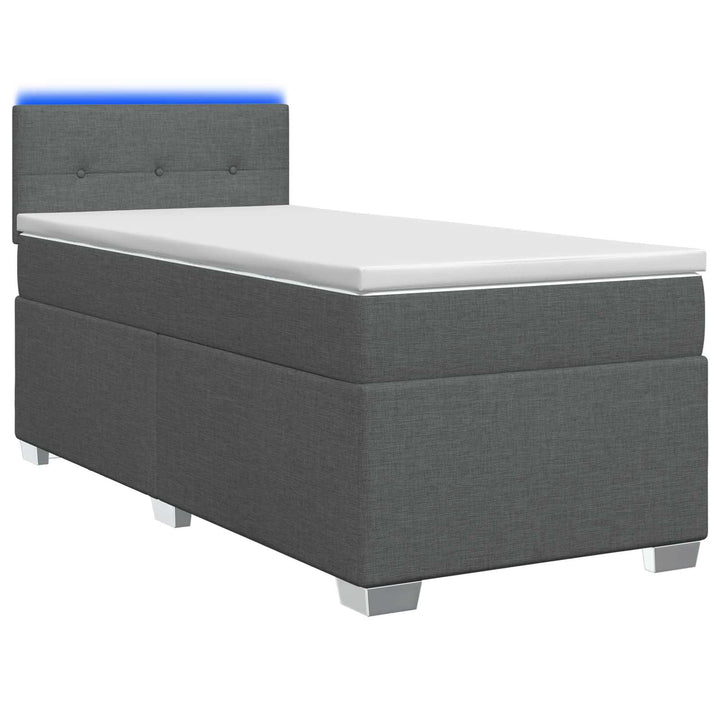 Box Spring Seng med Madras og LED Mørkegrå 80 x 200 cm Stof