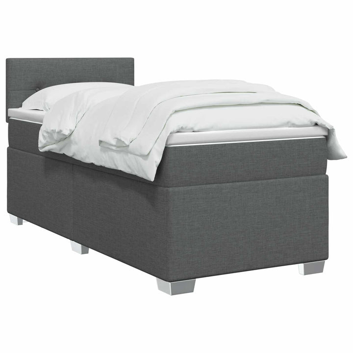 Box Spring Seng med Madras og LED Mørkegrå 80 x 200 cm Stof
