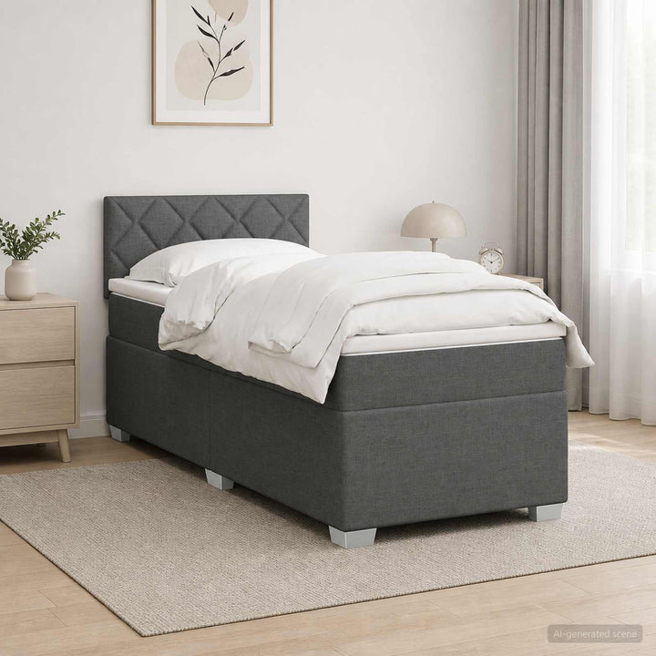 Box Spring Seng med Madras og LED Mørkegrå 80 x 200 cm Stof