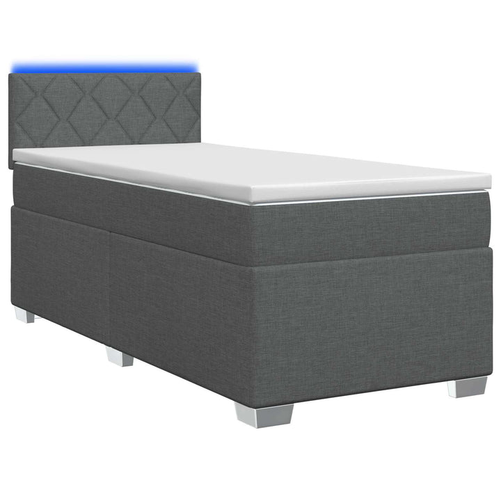 Box Spring Seng med Madras og LED Mørkegrå 80 x 200 cm Stof