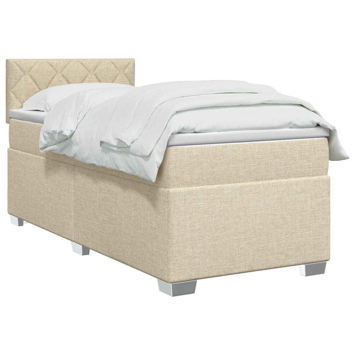 Box Spring Seng med Madras og LED Cremefarvet 80 x 200 cm Stof