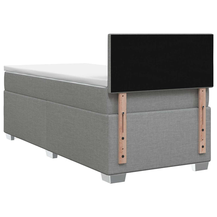 Box Spring Seng med Madras og LED Lysegrå 90 x 190 cm Stof