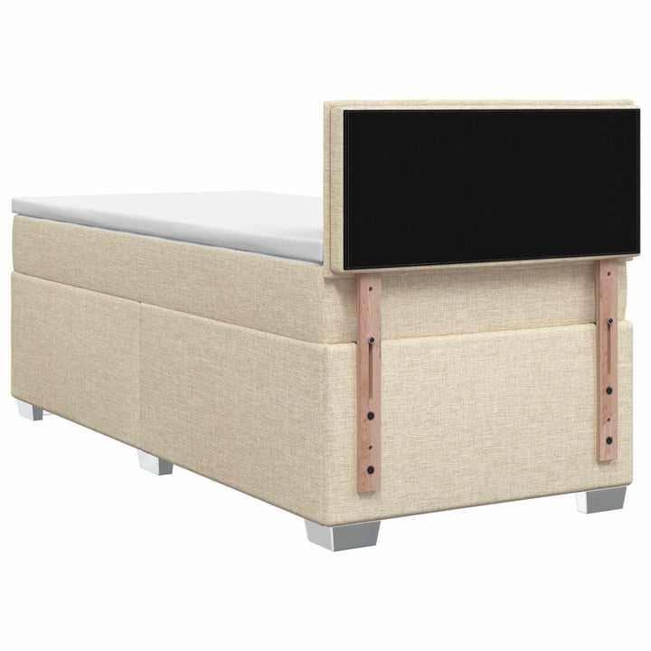 Box Spring Seng med Madras og LED Cremefarvet 100 x 200 cm Stof