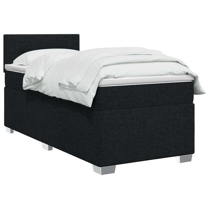 Box Spring Seng med Madras og LED Sort 100 x 200 cm Stof